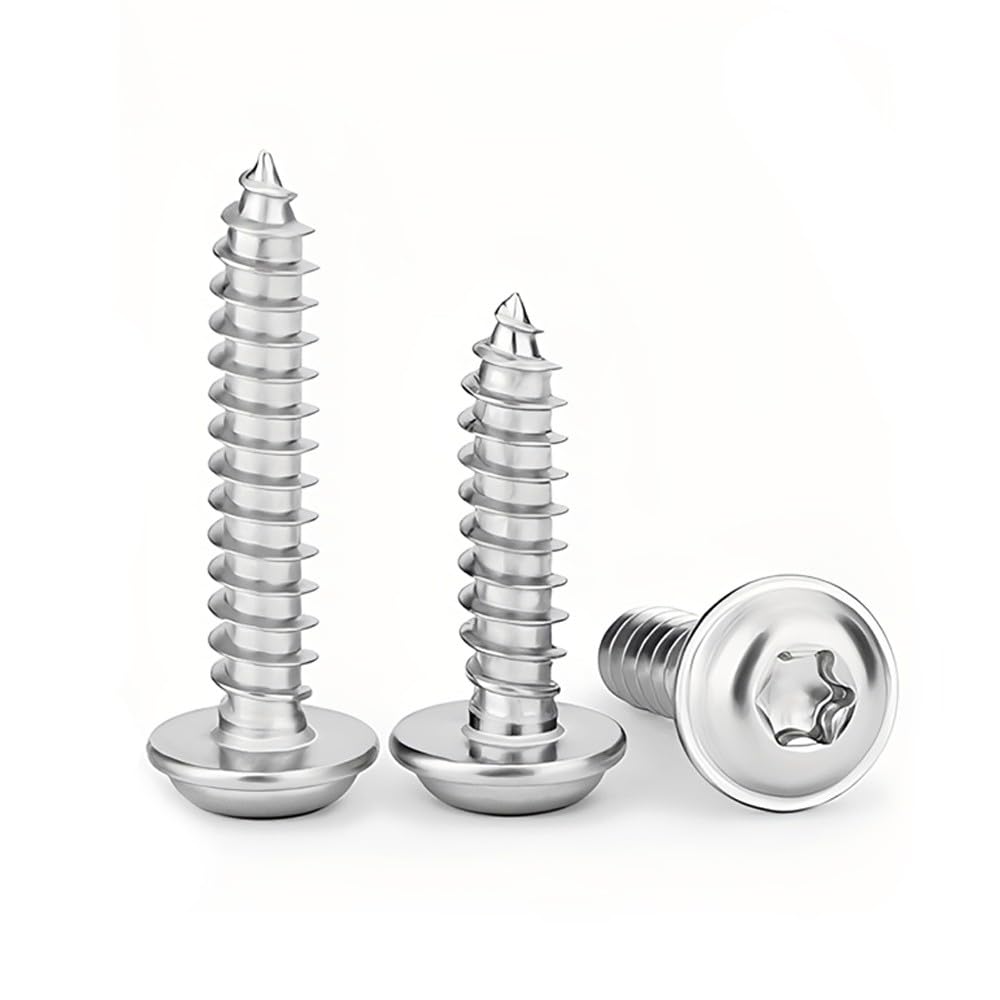 VELSIN 20 Stück Holzschrauben Torx - M4 x 14mm Edelstahl A2 V2A Selbstschneidende Schrauben Gewindeschrauben Blechschrauben mit Scheibe Linsenkopfschrauben