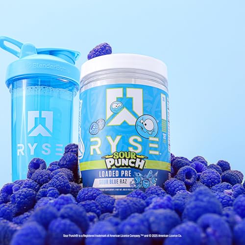 Image of Ryse Loaded Pre Workout Powder - Sour Punch Blue Raz - Daily Pre-Workout for Men & Women with 300mg Caffeine, Beta Alanine, and Citrulline for Pump, Focus, and Energy - 30 Servings