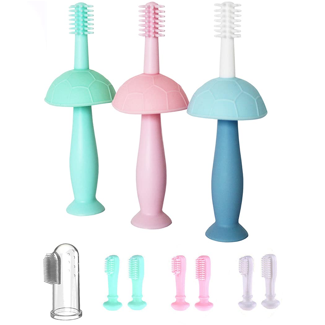 STKYGOOD Baby Toothbrush 9 Pack and Silicone Finger Brush