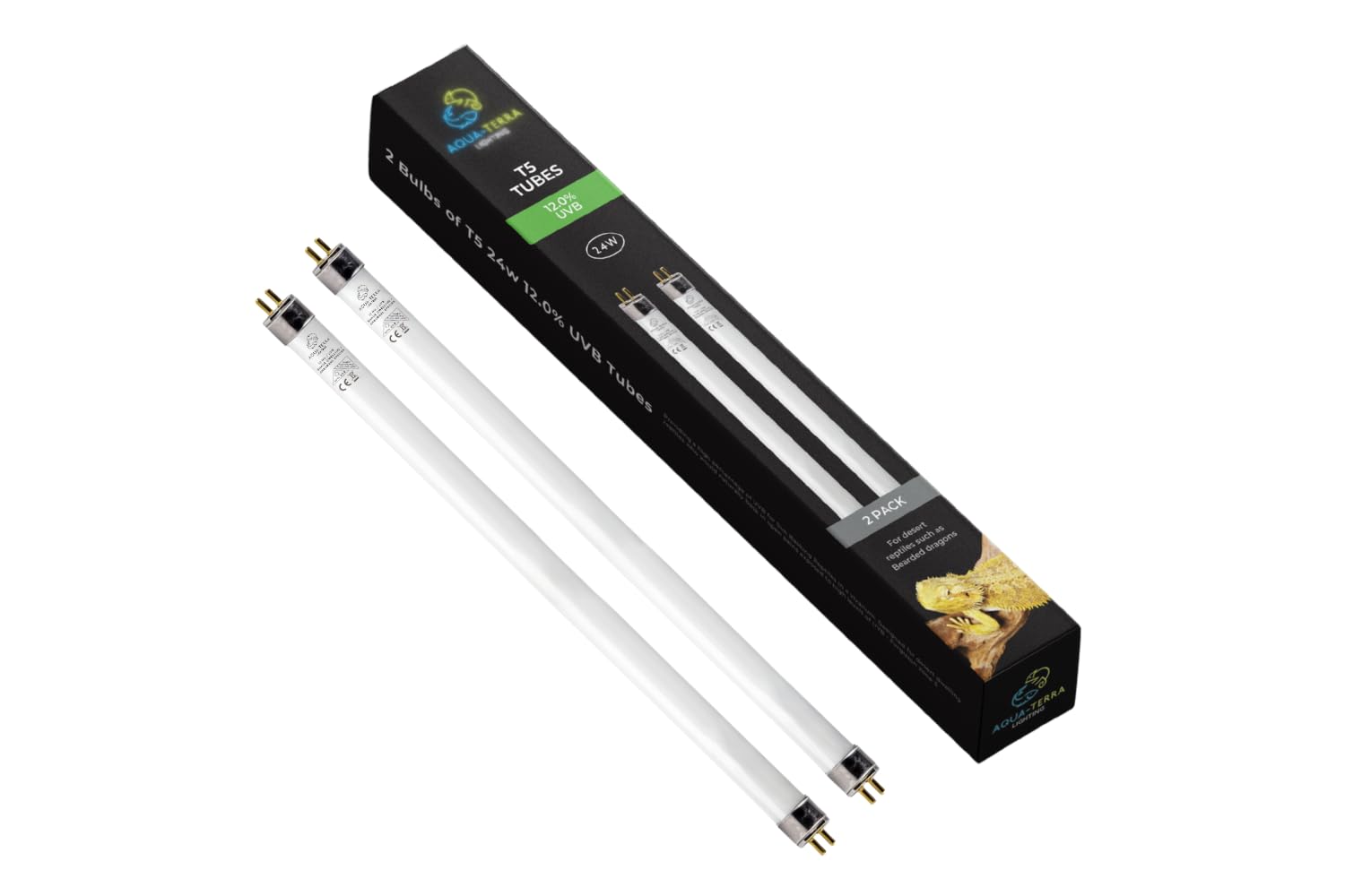 Aqua-Terra Lighting 12.0% UVB T5 Tube 24 Watt Lamp. for Sun basking Desert Reptiles in Ferguson Zones 3. 24w Bulb Provides Full Spectrum+UVB Lighting