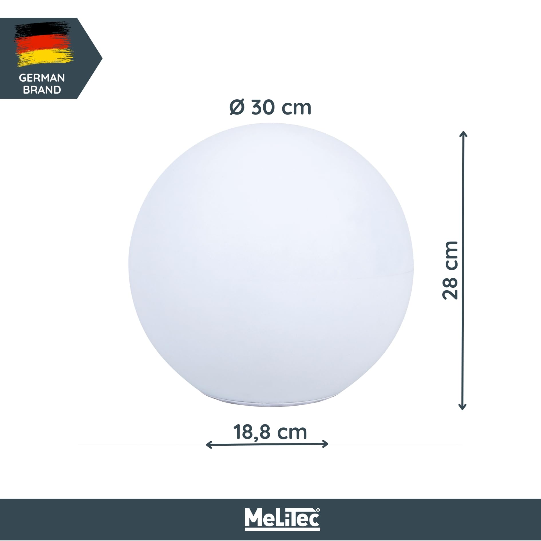 MeLiTec Solar Gartenleuchte Kugel, RGBW Farbwechsel, Warmweiß & Bernstein & 7 Farben, Solarleuchte für Garten, Dekorative Bodenleuchte, IP44, bis 8h Leuchtdauer, ⌀ 30 cm