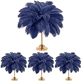 Retrowavy 50 Pcs 14-16 Inches Large Natural Ostrich Feathers Bulk for Centerpieces for Wedding Party Centerpieces Home Decoration Flower Arrangement(Navy Blue)