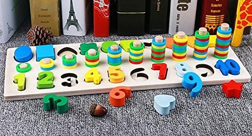 SN Toy Zone High Quality Wooden Big Geometric Shapes and Colour Plastic Counting Rings