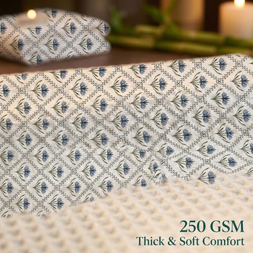Image of Mafatlal Madhuban Quick Dry Cotton Set (1 Bath 147x76 cm + 2 Hand 76x38 cm) | 250 GSM | Hand Printed Floral | Lolite Color