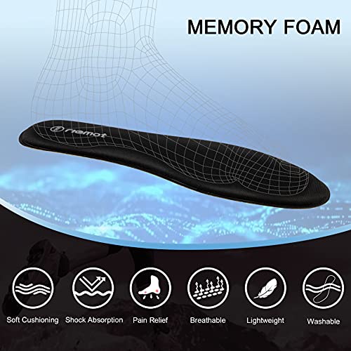 Image of riemot Memory Foam Insoles for Men, Comfort Cushioning Shoe Inserts, Super Soft Replacement Innersoles for Sneakers Slippers Boots, Breathable Full Length Shoe Insoles Black EU 42, 11 Women /9 Men