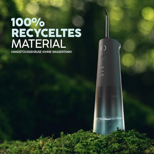 happybrush Munddusche Set Kabellos Elektrischer Zahnreiniger inkl. Refill 3 Wochen Power Akku 360° Rotierbaren Düsen I effektive Reinigung der Zahnzwischenräume, Water Flosser Black/Mint – Bild 5
