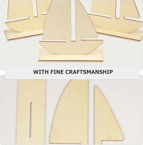 Miniatura 3 de Juguetes de playa para niños, 10 piezas de madera sin terminar, decoración de barco de madera para pintar para artes, manualidades, proyectos de