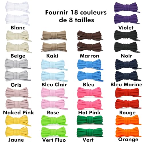 Stepace Lacets Ovales pour Baskets, Lacets Chaussures Arrondis Blanc 120 – vue 5