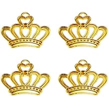 Gold Metal Lucky Crown Charm Prince/Princess Favor, Necklace, Bracelet Charms Pendant - 10 PCS