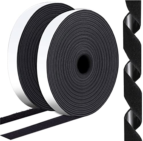 Image of 1 Inch x 82 Feet Black Hook and Loop Tape, Non Slip Couch Cushion Gripper | Bulk Sticky Back hook loop tape, Apply No Punching Wall Mounting, Keep Carpet Socket in Place at Home and Office