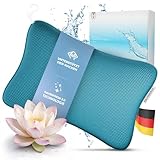 HAVENHAUS Premium Badewannenkissen blau | Badekissen für Badewanne schnelltrocknend & extra große Saugnäpfe für festen Halt | Badewannenkissen Nacken waschbar | Polster für optimale Nacken Entspannung