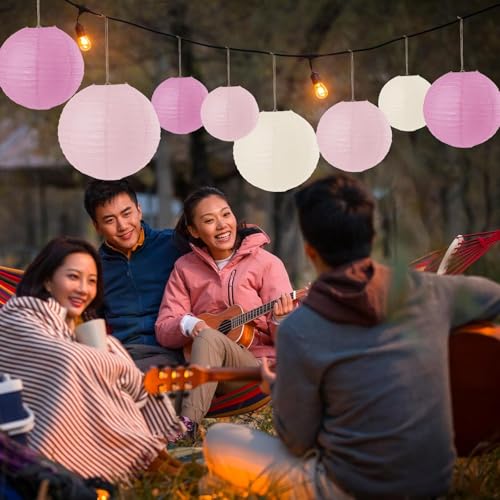Image of XERGY Solar Powered Outdoor Hanging Lanterns - Auto on /Off, Waterproof Decorative Fabric Lantern Lights for Garden, Patio, Wedding & Party Decoration Hanging Lamps