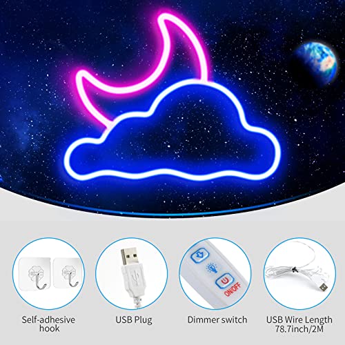 Jtlmeen Neon Sign, Cloud And Moon For Wall Decor Usb Powered Led Neon Signs For Bedroom Kids Room Wedding Party Decoration, Brightness Adjustable #TOP1