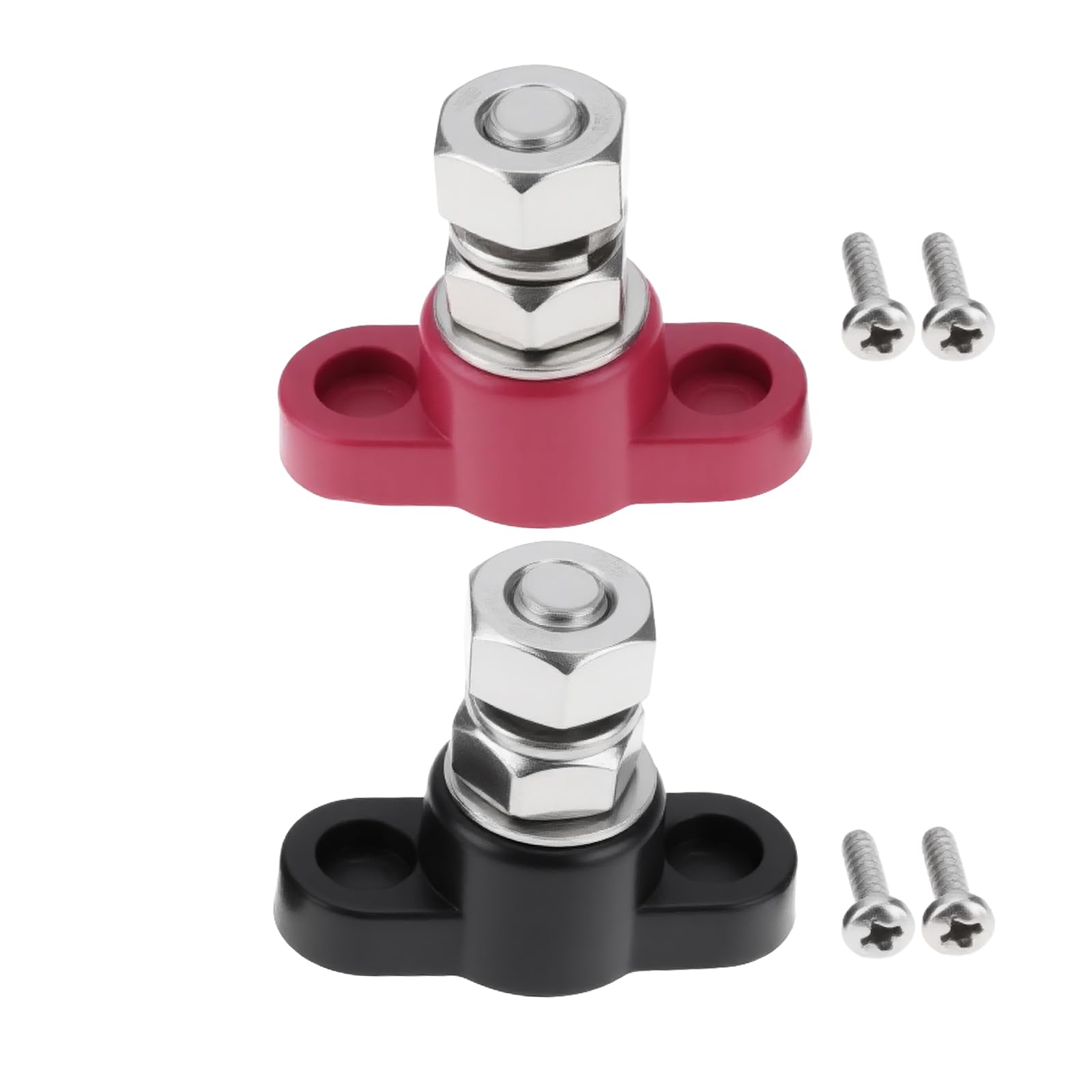YINETTECH 2Pcs 3/8inch 12VDC 250A Insulated Terminal Stud Red and Black Junction Block