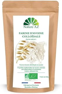 Farine d’Avoine Colloïdale Bio, Poudre Ultra‑Fine, Riche en Fibres & Bêta‑Glucanes, Anti‑inflammatoire, Apaisante pour Peaux Sensibles, Sachet 200g, Production Française.