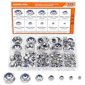 Iskdjbjg 125-teiliger Nylon-Kontermutternsatz Edelstahl