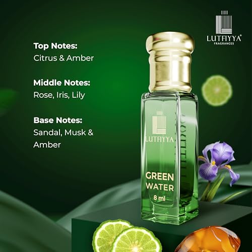 Image of Non-Alcoholic Attar Roll-On Perfume Oil (Pack of 2, 8ml Each) | Ocean Zest & Green Water | Long Lasting Fresh Aquatic & Floral Fragrance | Unisex Gift Set