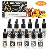 【TRAJE PARA TODOS LOS CIGARRILLOS ELECTRÓNICOS】Puedes crear tu propia mezcla de sabores con 12 jugosos sabores diferentes para crear diferentes cantidades de vapor cuando uses diferentes dispositivos con diferentes Ohmios. Produzca una buena cantidad de vapor y garantice una experiencia placentera de vapeo.