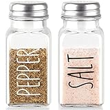 Clear Glass Salt and Pepper Shakers - Farmhouse Salt Shakers Set for Kitchen or Countertop, Transpar
