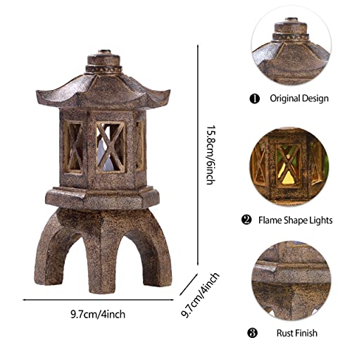 Teresa'S Collections Pagoda Lantern Garden Statues With Flickering Solar Lights thumb #5