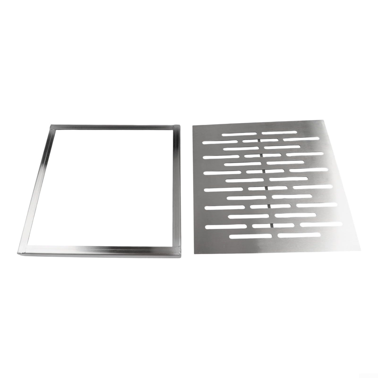 Copertura rettangolare per scarico fognario esterno con telaio in acciaio inox, copertura di drenaggio per acqua rapida per interni ed esterni (300 x 300 x 20 mm)