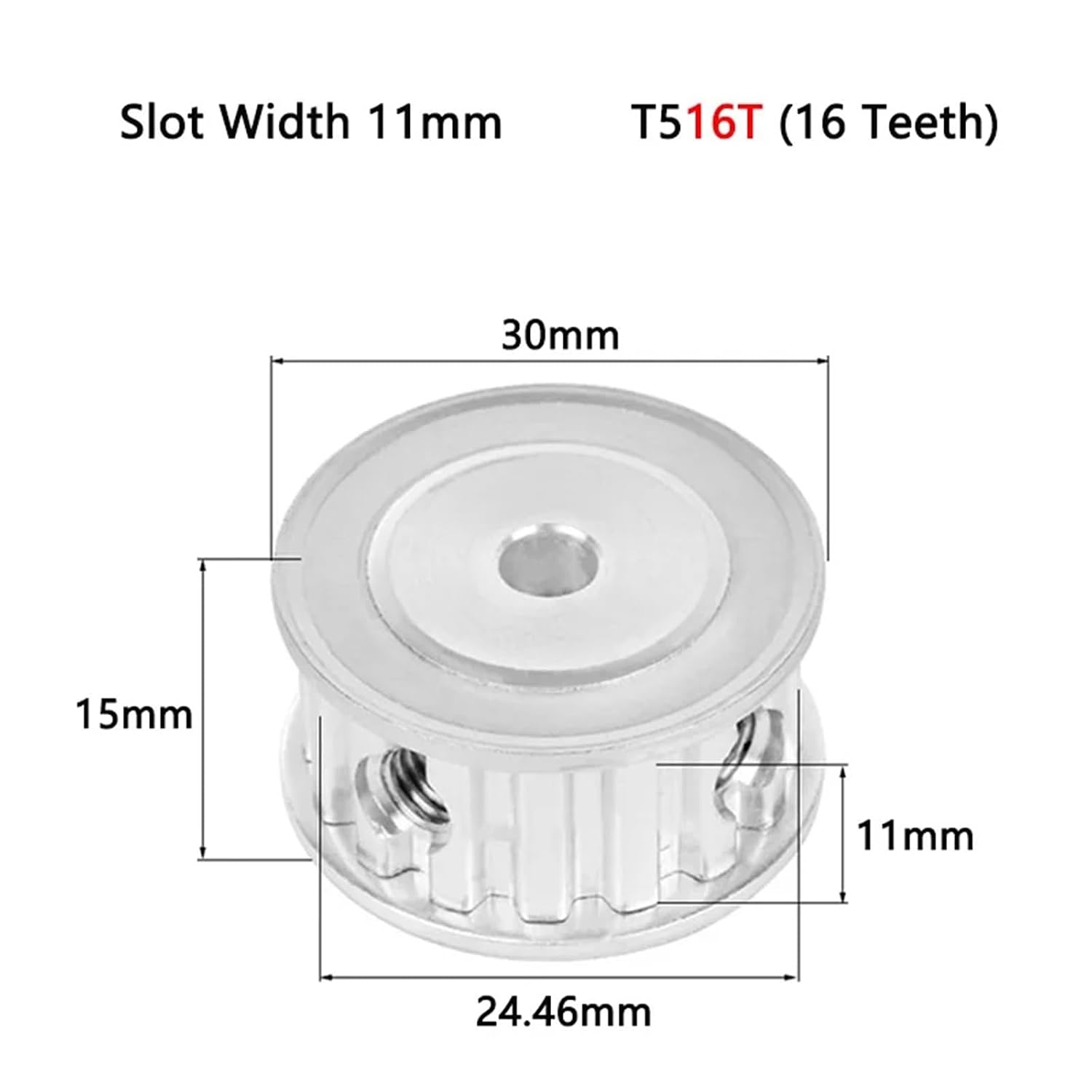 16T T5 Timing Pulley Bore 5 6 6.35 8 10 12 14 15mm for Width 10mm 15mm T5 Synchronous Belt 16 Teeth AF Type 1Pcs(Bore 8mm,11mm)