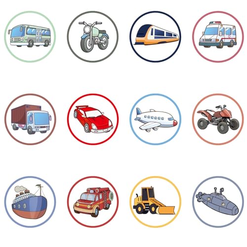 24pcs Potty Training Seat Magic Sticker - Reusable Targets for Toilet Training, Color Changing Pee Stickers for Boys Kids (Transportation)