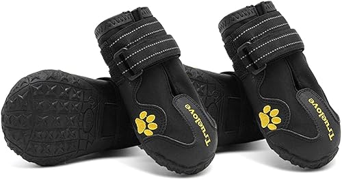 TRUE LOVE Zapatos para perros Botas de lluvia antideslizantes impermeables con reflectante TLS3961 (3#, negro)
