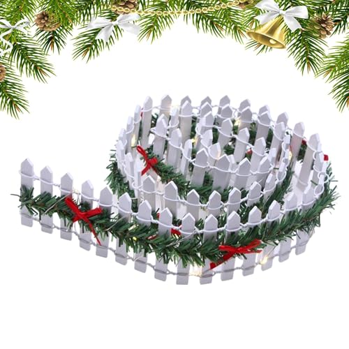 Clôtures d'arbre de Noël, clôture de village de Noël miniature - Clôture décorative | Accessoires de jardin féerique de décoration de fête avec lumière LED en bois pour, décoration de maison de vacan