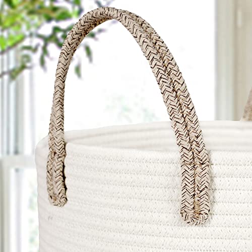 Aoohun Cotton Rope Laundry Basket, Woven Storage Baskets Collapsible Toy Hamper Storage Organiser Desert Small 38 x 35 cm - Image 5