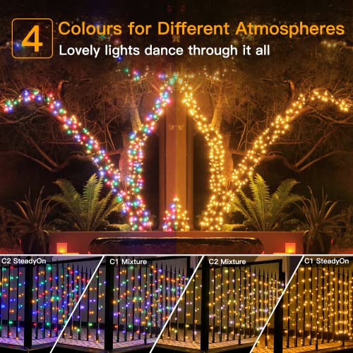 Ollny Christmas Lights Outdoor, 131Ft 400 Led Christmas Tree Lights, 11 Modes Warm White And Multi Color Changing String Lights With Remote, For Weddings Xmas Party Decorations - Ip44 Waterproof #TOP6