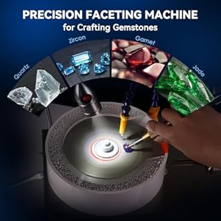 Mxmoonant Gem Faceting Machine, 0-2980rpm Adjustable Speed, 96 Divisions Index Wheel for Precise Manipulation, Equipped with a Splash Guard & LED Light, Ideal for Beginner Grinding of Gem, Jade