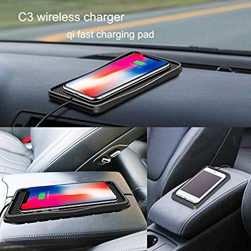 Wireless Charger，Polmxs Car Wireless Charging Pad 10W Fast Wireless Car Charger Qi Phone Charger Pad For Car Wireless Phone Charger For Andriod Cell Phone Charging Mat Galaxy Note10/S21/S10/S9(C3) #TOP1