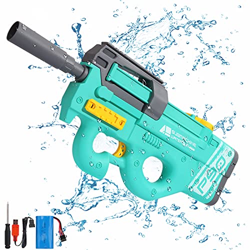 Electric Water Gun, Automatic Water Squirt Guns for Adults/Kids, 33Ft Range Strongest Water Blaster Gun, 450cc Capacity and External Water Bottle, Summer Outdoor Swimming Beach Water Fighting Toys