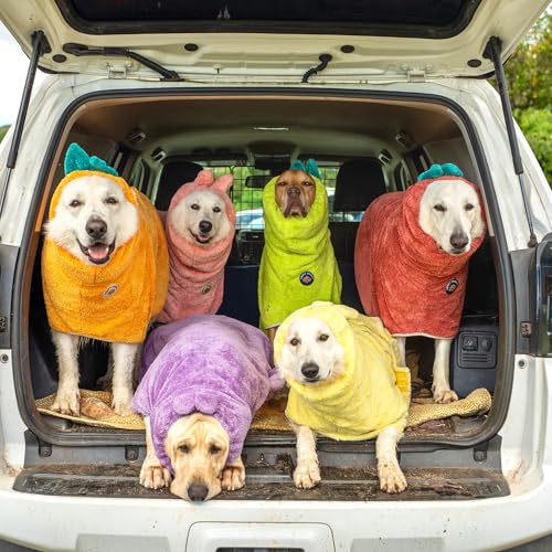 Derpy Chappy Premium Hunde-Bademantel, Handtuch, saugfähige Mikrofaser, Bademantel für kleine, mittelgroße und extra große Hunde und Katzen, stilvoll, gemütlich, Pool oder Strand (S, Lavendel)