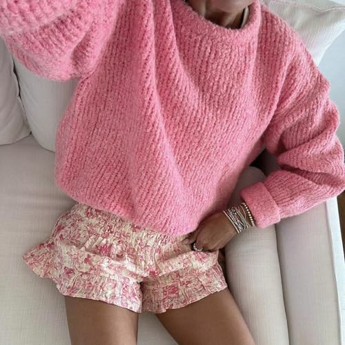 Women Knit Oversized Sweater Long Sleeve Loose Knitted Solid Color Pullover Jumper Y2K Hajakuju Fall Winter Tops3