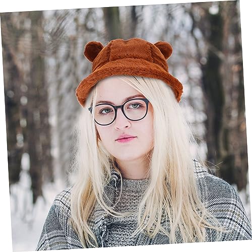 Cute Plush Little Bear Ears Hat for Girls Warm Cap for Outdoor Activities Adorable Design for Skating Hiking and Travel Stylish and Comfortable Accessory Brown4
