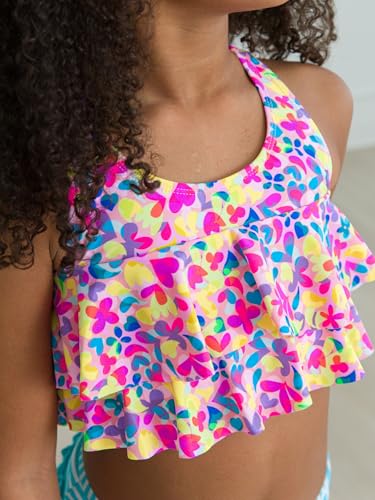 Image of RuffleButts Girls UPF50+ Sun Protection Flounce Bikini Two Piece Swimsuit