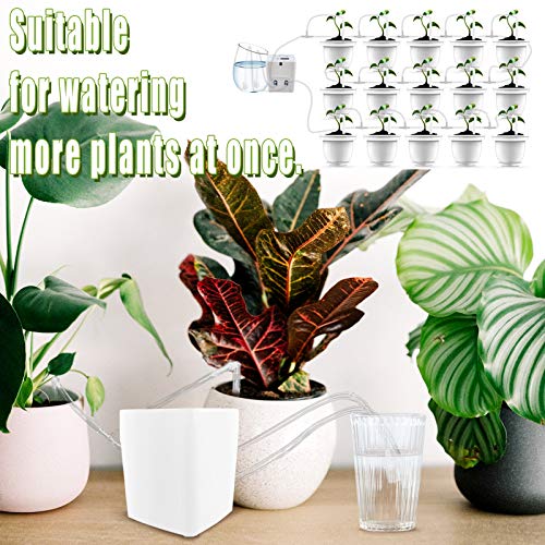 Automatic Watering System,Double Pump Mini Drip Irrigation Kit,Houseplants Cultivation Device with Digital Interval Programmable Timer,Power Adapter or Battery Operation for Indoor 15 Potted
