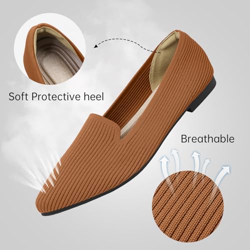 Image of TINGRISE Women's Flats Shoes Pointed Toe Knit Washable Ballet Comfortable Dressy Work Flat