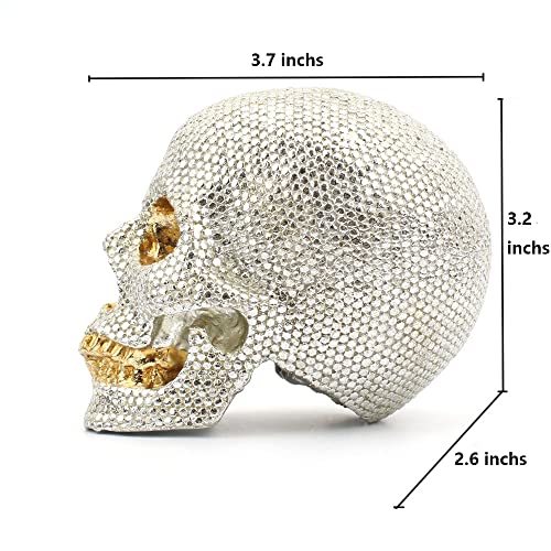 Small Size Human Skull Resin Statue Head Halloween Skull Statue Silver Skull Resin Ornament Sculptures Skull Collectible Figurines #TOP6