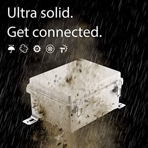 Image of Gratury Junction Box, IP67 Waterproof Plastic Enclosure for Electrical Project, Hinged Grey Cover, Includes Mounting Plate and Wall Bracket