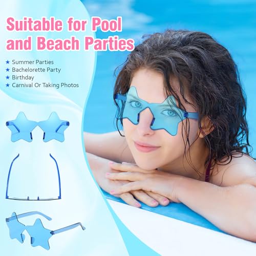 Pibupibu 14 Pack Star Sunglasses Bulk, Fun Rimless Star Glasses for Women Party Favors2
