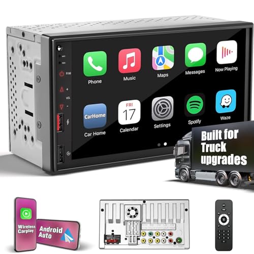 Radio para camión doble din con Carplay inalámbrico 7 pulg miniatura 1