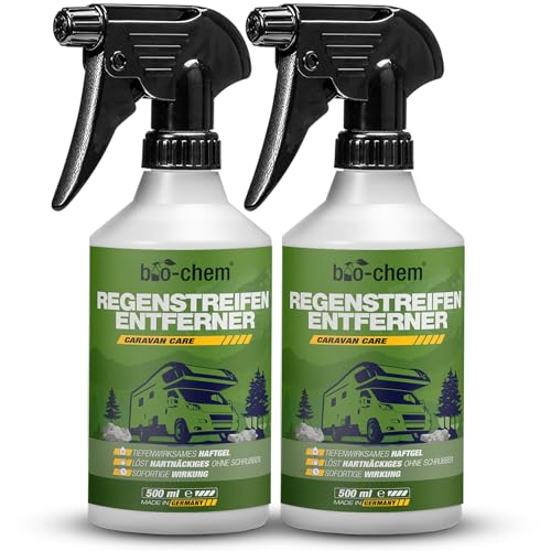 bio-chem Regenstreifen-Entferner für Wohnmobil, Caravan, Boot – 2X 500 ml - Tiefenwirksames Haftgel - entfernt mühelos hartnäckige Verschmutzungen - Made in DE
