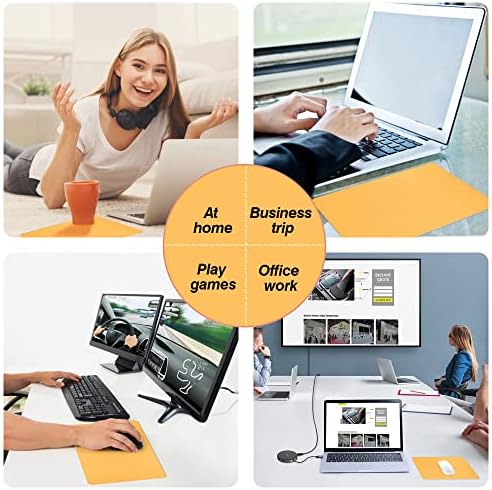 Conisy PU Leather Mouse Mat Small Comfort Ultra Thin Waterproof Dual-Sided Mice Pad Ideal for Office and Home - 300 x 250 x 2mm (yellow,Navy blue)
