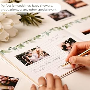 Gold Foil Greenery Wedding Guest Book 7 x 9 inches Pen Table Sign Included Resgistry Sign in Book for Wedding Bridal Shower Baby Shower Graduation Birthday Funeral Anniversary or Reception