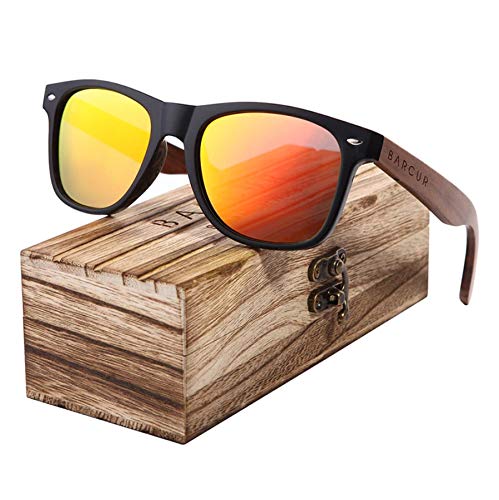 Wood Sunglasses for Men Women Polarized, uv Protection Black Walnut/Zebra Wooden Arms Frame Shades with Case2