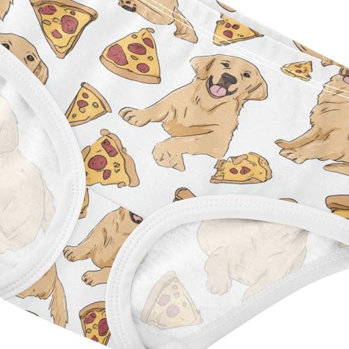 Wusikd Cute Golden Retriever Girls' Underwear Cotton Dogs Paws Pizza Slices Girls Briefs Soft Toddler Underwear 2T4