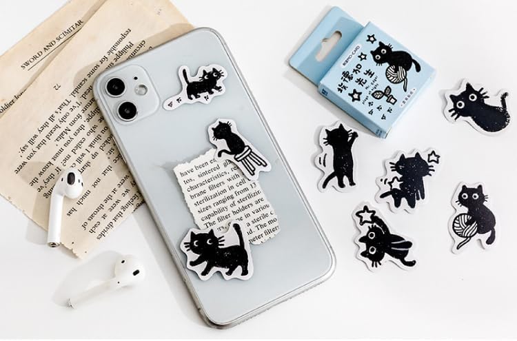 Adorable Mini Black Cat Stickers: Ideal for Scrapbooks, Journals, DIY Decor, Planners, Suitcases, Diaries, Albums, Laptops, Phone Cases, Art Crafts - 45 Designs Available - Image 5